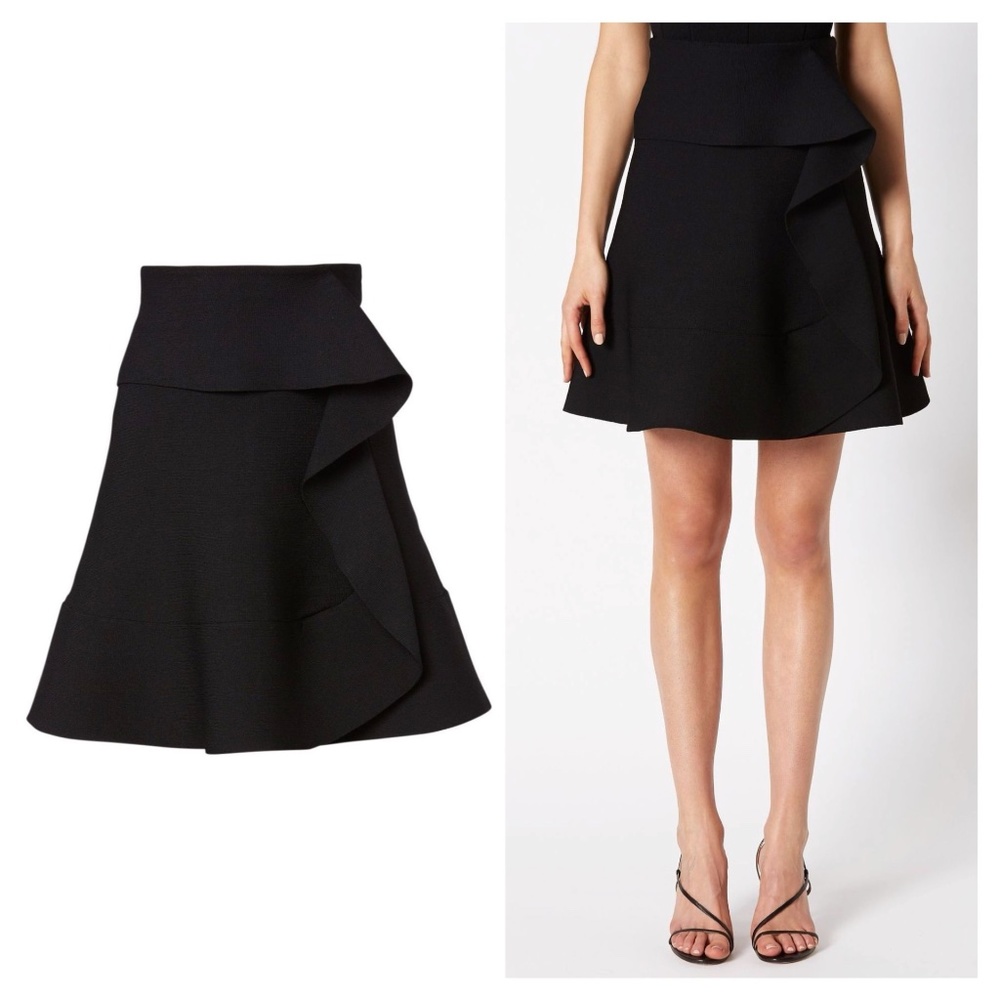 Scanlan Theodore Black Ruffled Mini Skirt